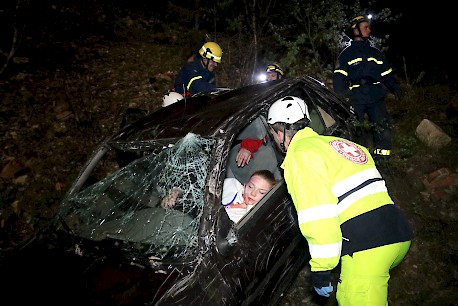 Die Rettung nach Verkehrsunfällen gehörte ebenfalls zum Übungsszenario