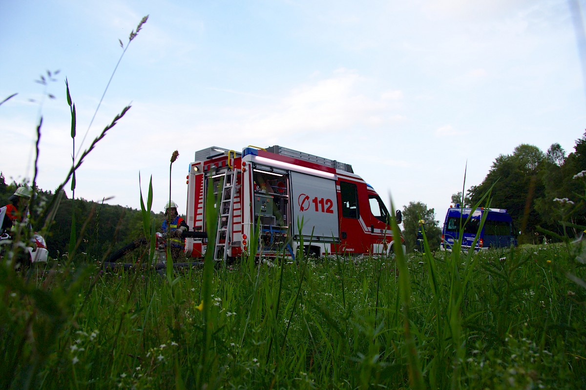 Waldbrand-Übung mit der Feuerwehr