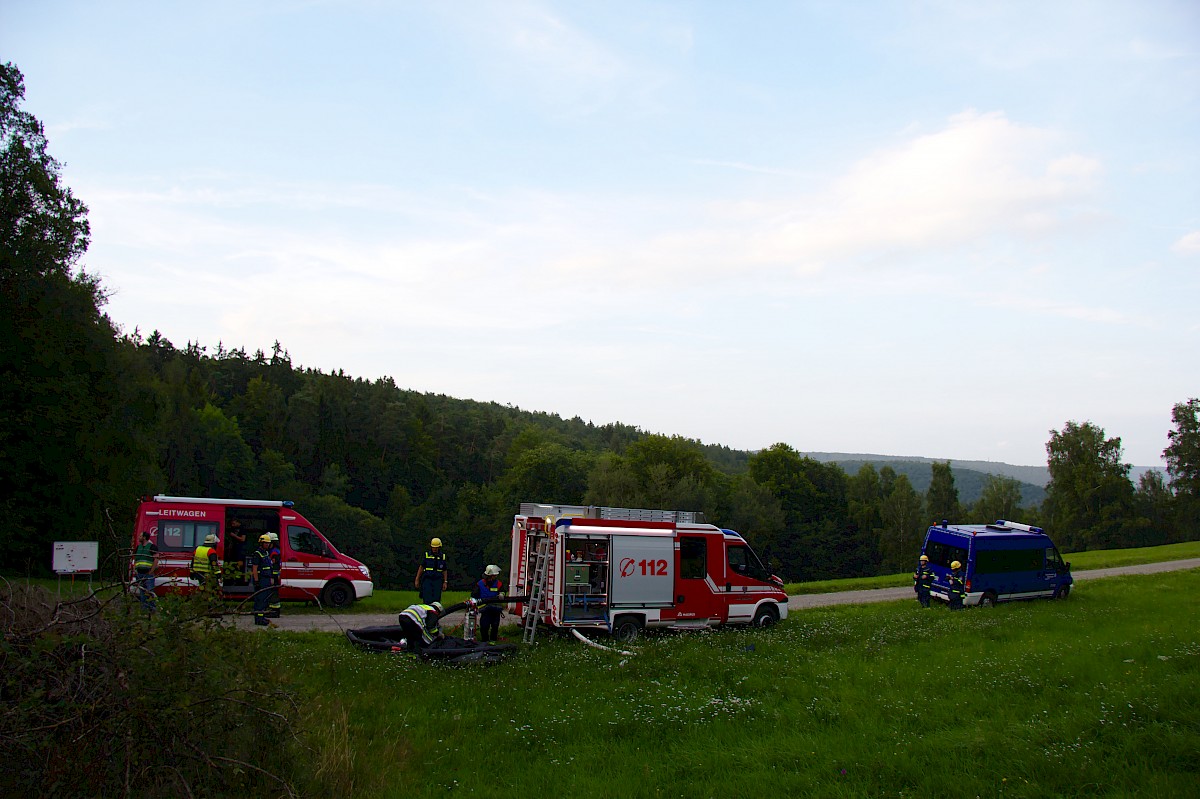 Waldbrand-Übung mit der Feuerwehr