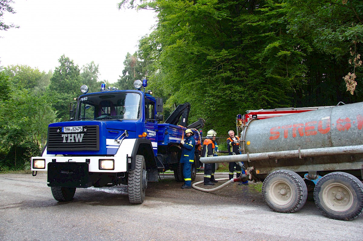 Waldbrand-Übung mit der Feuerwehr