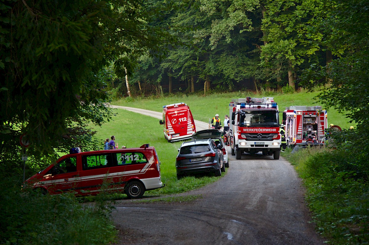 Waldbrand-Übung mit der Feuerwehr