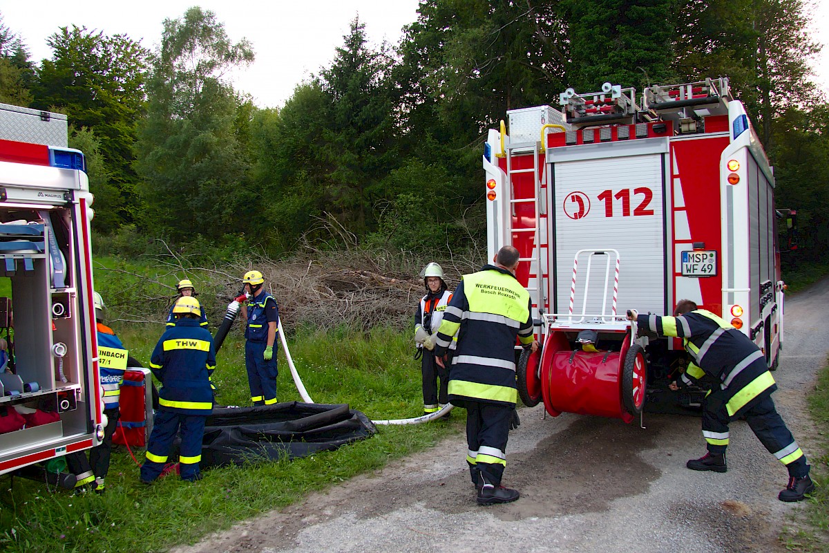 Waldbrand-Übung mit der Feuerwehr