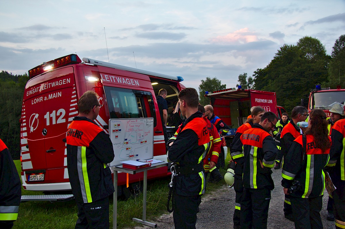 Waldbrand-Übung mit der Feuerwehr