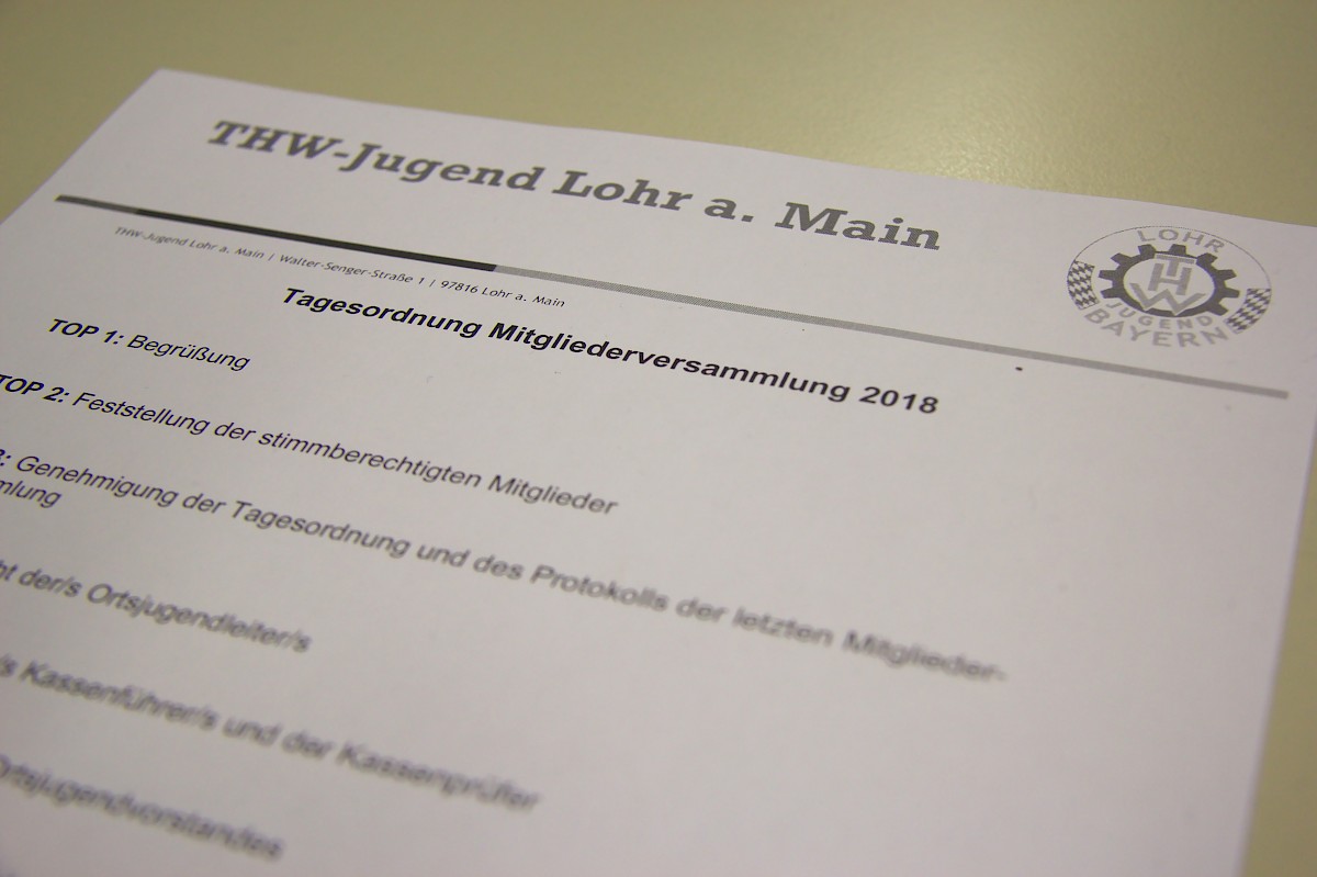 Viel Neues in der Mitgliederversammlung der THW-Jugend Lohr