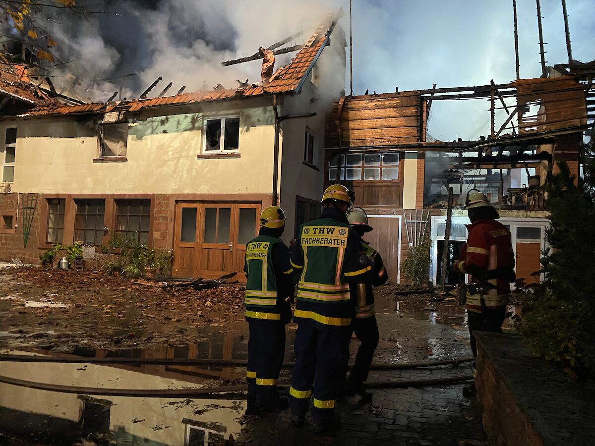 Alarm für das THW Lohr - Unterstützung bei Brand im Sägewerk