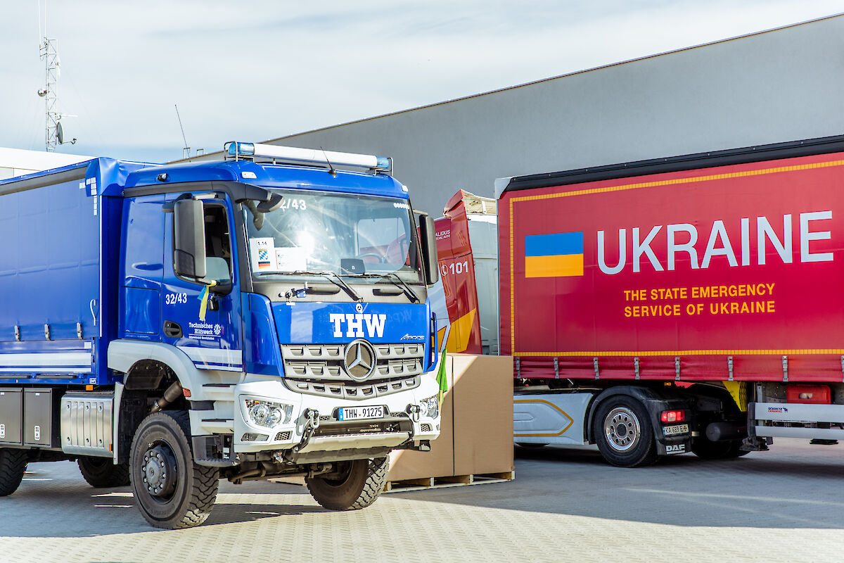 Hilfsgütertransport für die Ukraine - THW Bayern transportiert mit Unterstützung aus Marktheidenfeld und Lohr lebenswichtige Materialien für Menschen in der Ukraine