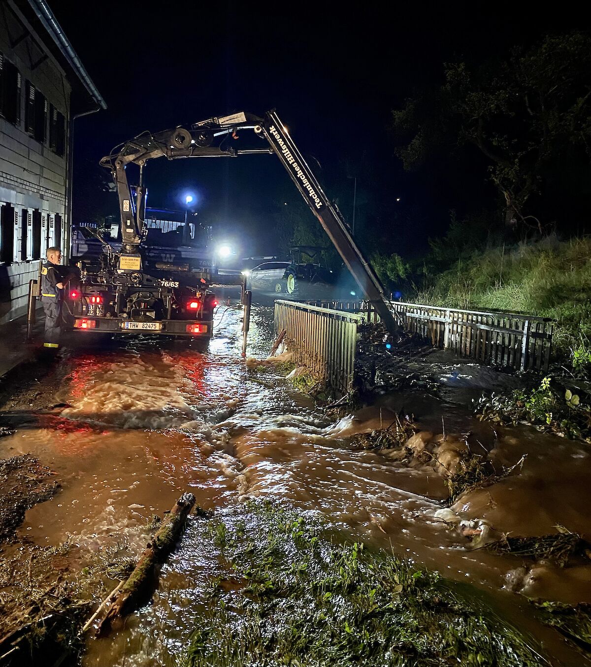 Lange Einsatznacht für unsere THW-Kräfte - Unwetter in Frammersbach