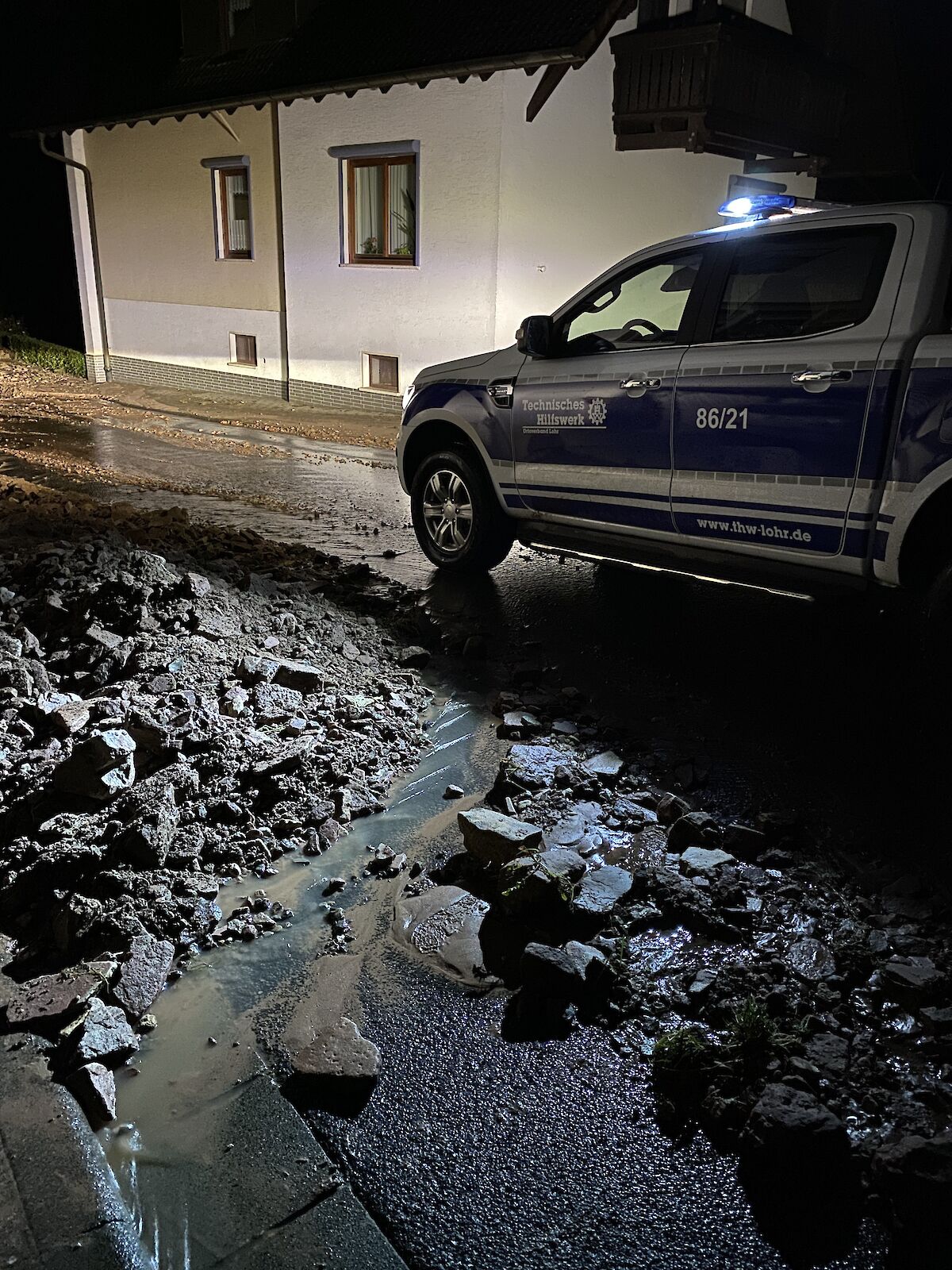 Lange Einsatznacht für unsere THW-Kräfte - Unwetter in Frammersbach