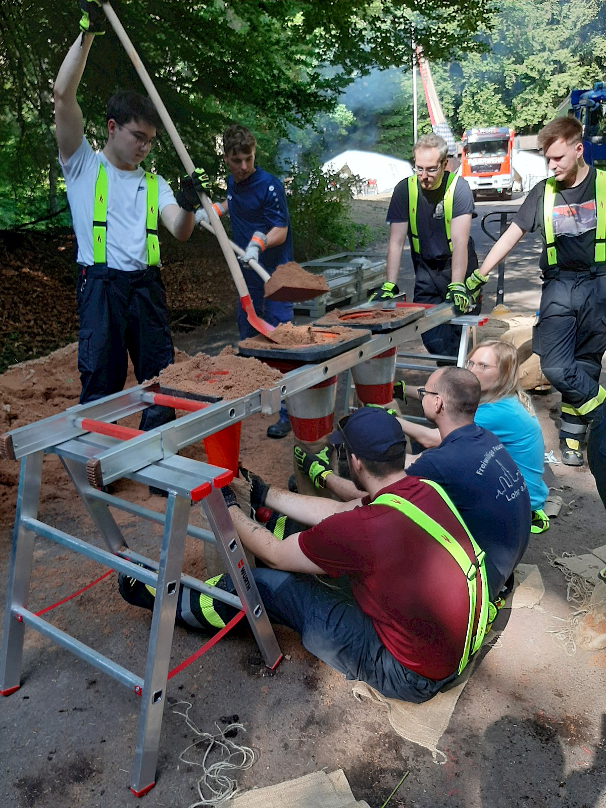 Hochwasserschutzausbildung mit der Feuerwehr Lohr
