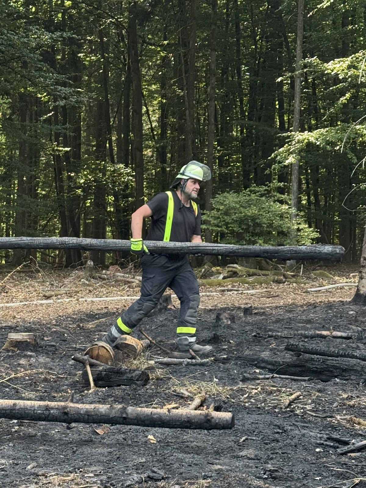 Viele Einsatzkräfte ein gemeinsames Ziel, THW unterstützt bei Waldbrandeinsatz in Rechtenbach